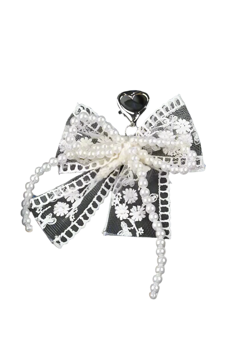 Laced bow with Pearls bag Charm